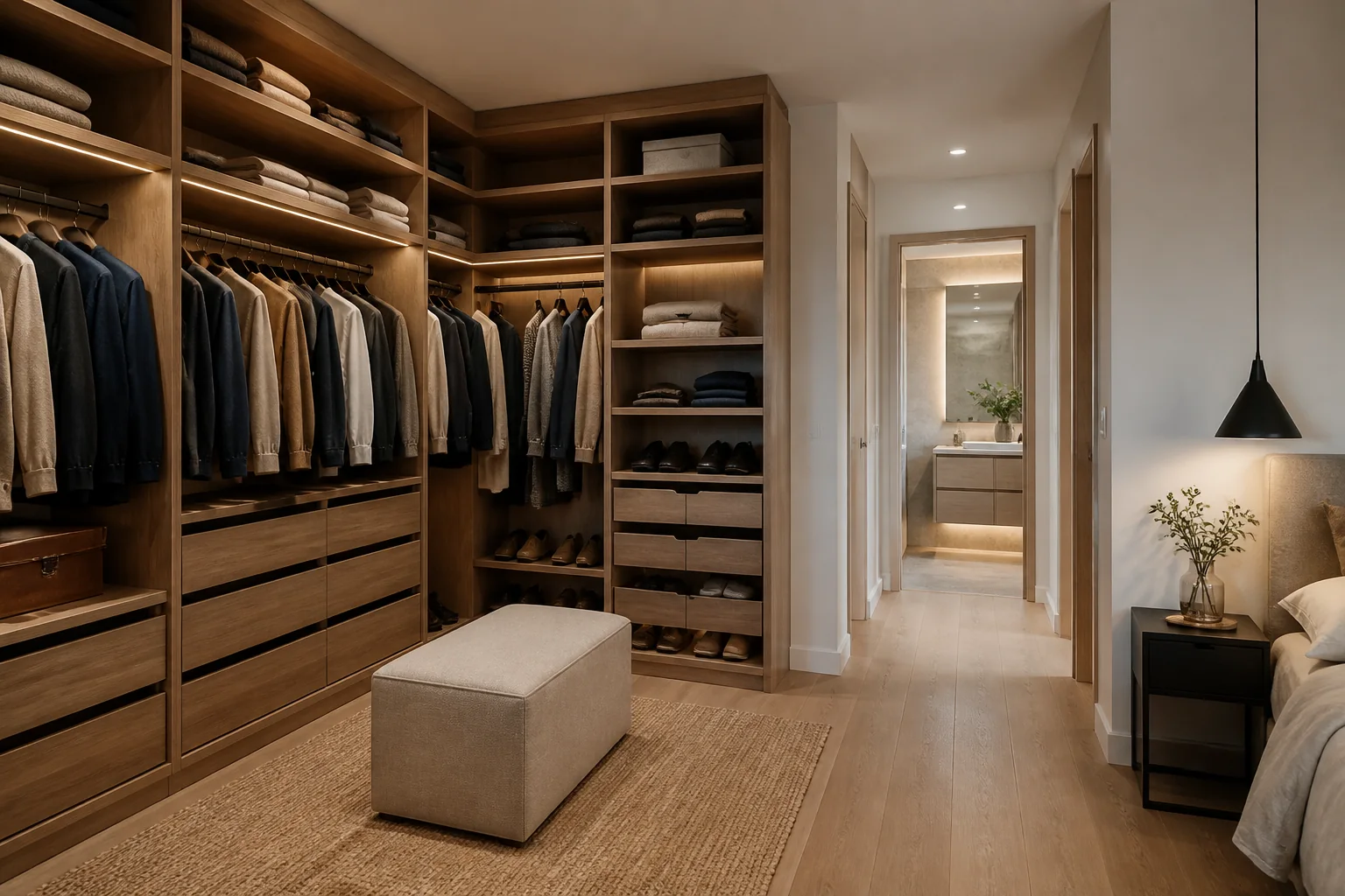 Vestidores a medida para anexo compacto al dormitorio en Benidorm